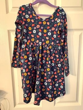 Girls' Navy Floral Long-Sleeve Dress - Cute Everyday Style
